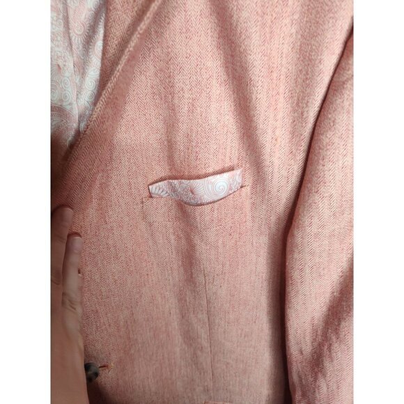 Alan Flusser Men's Linen Blend Peach Two Button Dress Blazer, XL - Picture 2 of 14